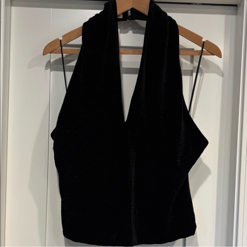 Anthropologie Dolan left coast collection- Black velvety Halter Blouse